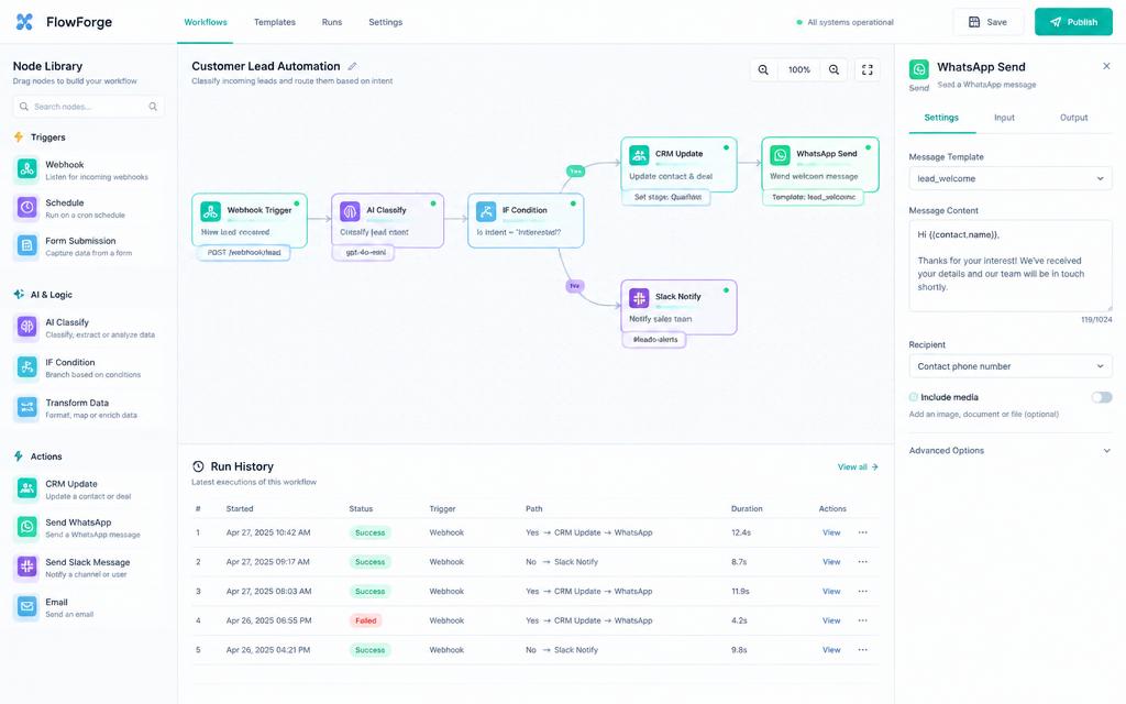 FlowForge main screen