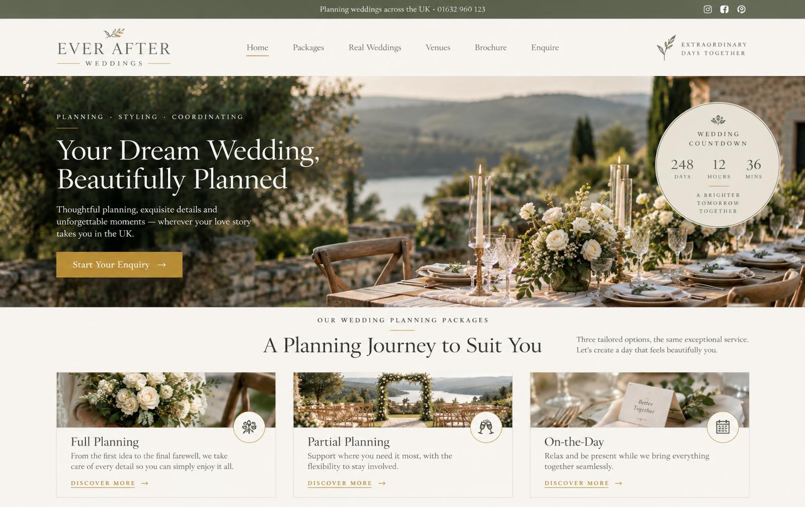 Ever After Weddings — wedding planner website for UK businesses design concept preview